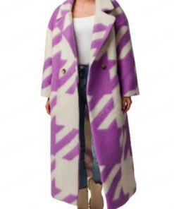 Lily Collins Emily In Paris Purple and White Coat