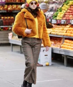 Only Murders in the Building Selena Gomez Fur Jacket side