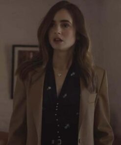 Windfall Lily Collins Brown Coat