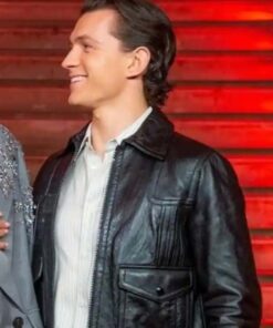 Spider-Man No Way Home Tom Holland Black Leather Jacket