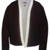 Front view of the William H. Bonney Billy Corduroy Jacket in burgundy with a white shearling lining and an open-style closure for a classic look.