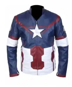 Avengers Age of Ultron Captain America Jacket featuring a blue tactical finish and professional grade tailored fit.