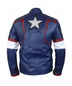 Avengers Age of Ultron Captain America Jacket back view showing the star emblem and professional tactical stitching.