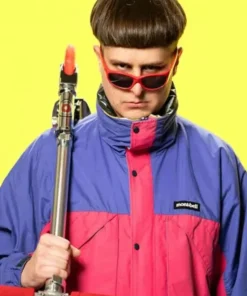 Oliver Tree wearing Purple & Pink Iconic Let Me Down Alien Boy Jacket