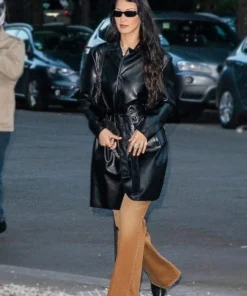 Bella Hadid Leather Trench Coat