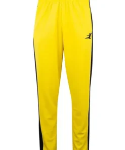 Close-up of the yellow Bruce Lee Tracksuit showing the zipper and collar at America Jackets.