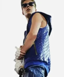 Justin Bieber Blue Leather Vest