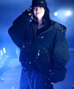 Coachella 2023 Billie Eilish Black Hooded Puffer Jacket