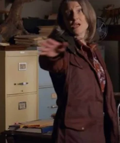 Hope McCrea Virgin River Brown Cotton Hoodie Coat front