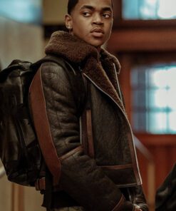 Power Book II S02 Ghost Tariq St Patrick Brown Shearling Jacket