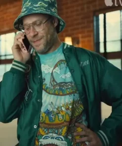 Seth Rogen Platonic 2023 Green Varsity Jacket back