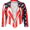 Womens American Flag Cropped Jacket