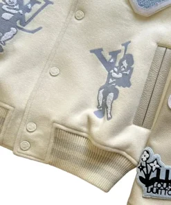 Louis Vuitton Bugs Bunny varsity jacket from the FW22 collection with detailed LV Paris embroidery and bunny artwork on the back.