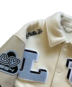 LV Bugs Bunny varsity jacket crafted with Louis Vuitton branding and unique bunny motif from the Louis Vuitton FW22 varsity collection.