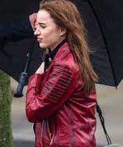 Bank Of Dave 2023 Phoebe Dynevor Leather Jacket