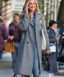 Carrie Bradshaw And Just Like That S02 Grey Check Coat