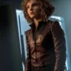 Catwomen Gotham Camren Bicondova Burgundy Leather Jacket front