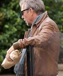 3 Days To Kill Kevin Costner Brown Leather Jacket