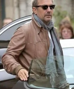 3 Days To Kill Kevin Costner Brown Leather Jacket
