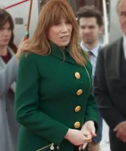 Queen Of Oz 2023 Catherine Tate Green Coat back