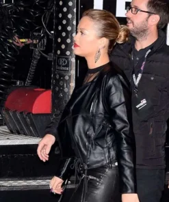 Rita Ora Leather Jacket side pose