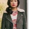 The Equalizer Season 2 Liza Lapira Grey Suede Leather Jacket