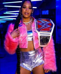 WWE Bianca Belair Pink Fur Jacket