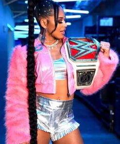WWE Bianca Belair Pink Fur Jacket