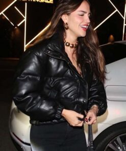 Eiza González Puffer Leather Jacket