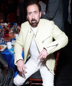 Nicolas Cage White Leather Jacket