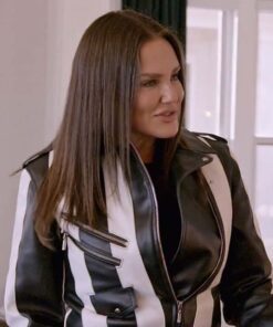 Meredith’s Black And White Striped Leather Jacket