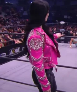 WWE Paige AEW Dynamite Saraya Pink Leather Jacket