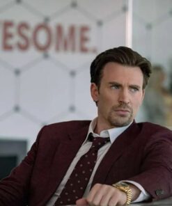 Pain Hustlers Chris Evans Maroon Blazer