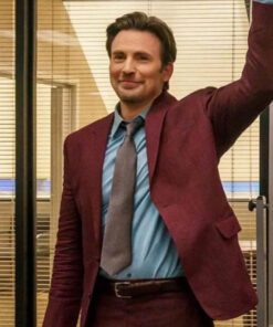 Pain Hustlers Chris Evans Maroon Blazer