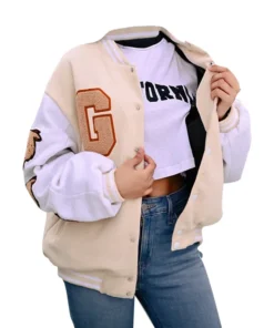 The Wild Beige Letterman Varsity Jacket
