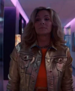 Glamorous 2023 Kim Cattrall Golden Jacket front