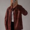 Women 90's Oversize Distressed Brown Jacket