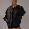 Women's Black Bomber Oversize Jacket