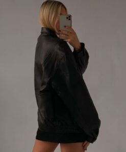 Women's Black Bomber Oversize Jacket