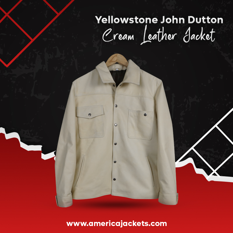 Yellowstone John Dutton Cream Leather Jacket