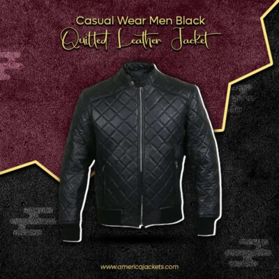 Casual Wear Men Black Quilted Leather Jacket