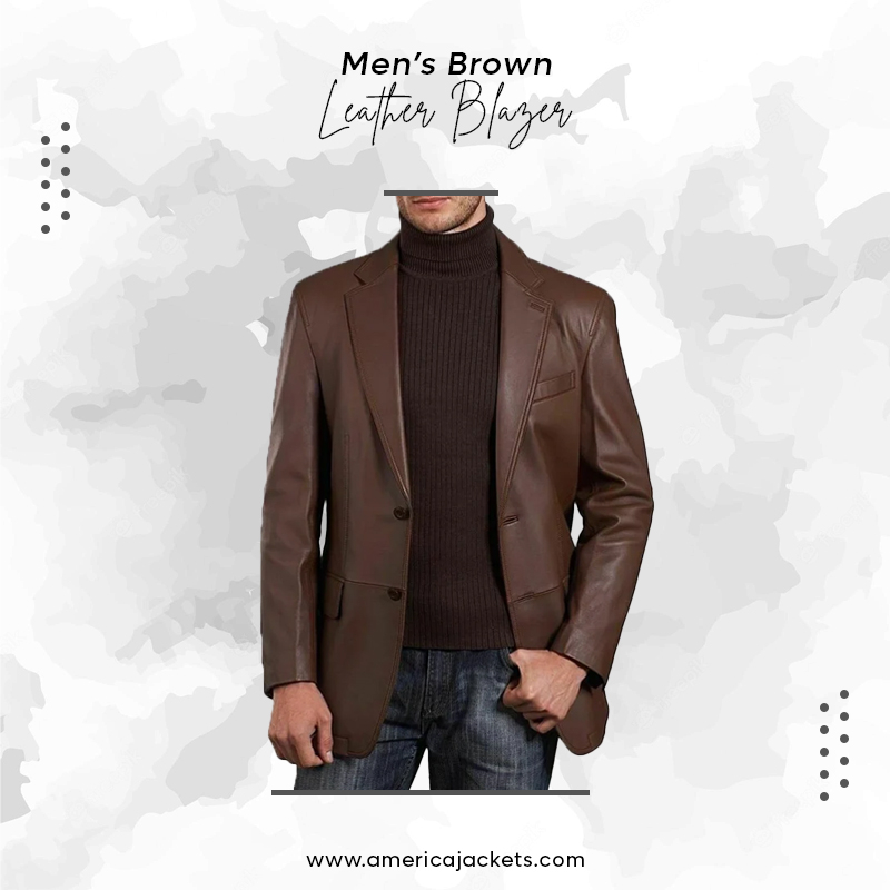 Men’s Brown Leather Blazer