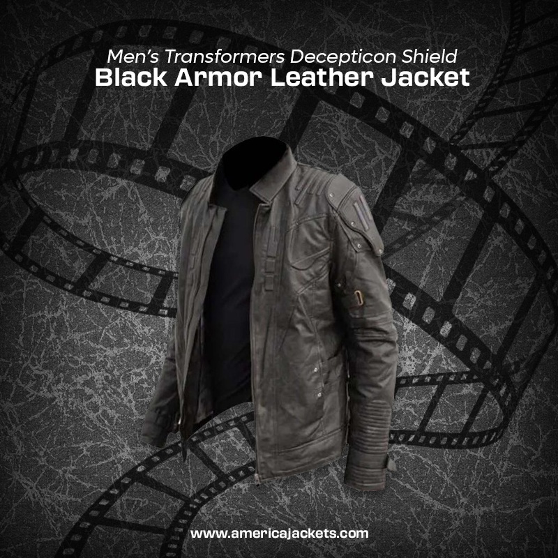 Men’s Transformers Decepticon Shield Black Armor Leather Jacket