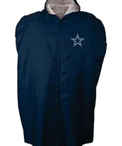 Dallas Cowboys NFL sideline cape coat for fans, navy blue winter coat, the big nfl jacket.
