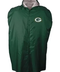 New York Jets NFL sideline insulated cape coat, green football player sideline jackets.