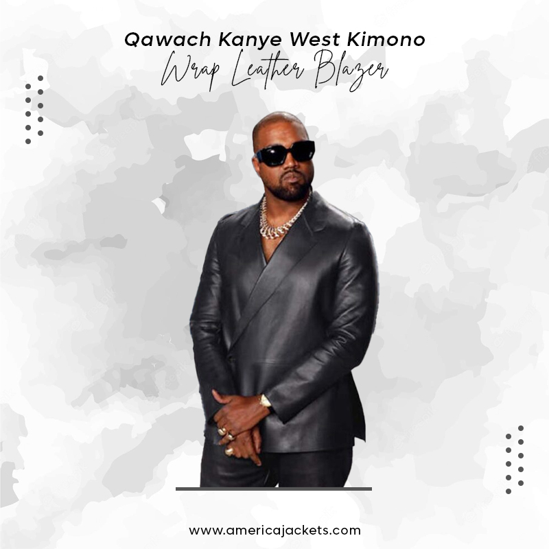 Qawach Kanye West Kimono Wrap Leather Blazer