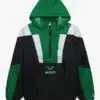 This starter eagles pullover jacket features a hooded design with white shoulder accents and the official team wordmark on the front storage flap.
