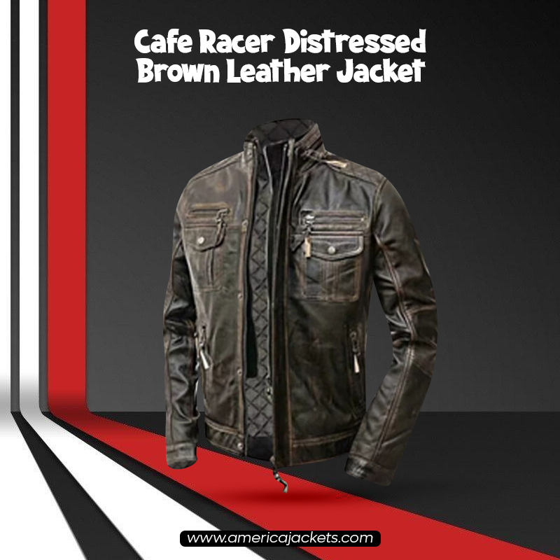 Cafe Racer Distressed Brown Leather Jacket
