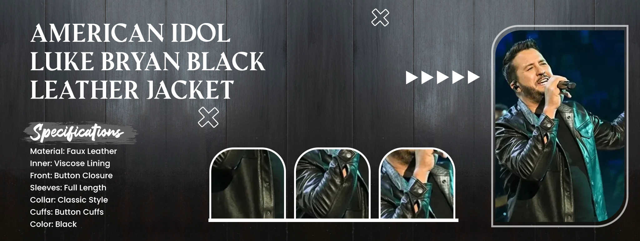 American Idol Luke Bryan Black Leather Jacket
