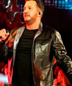 American Idol Luke Bryan Black Leather Jacket